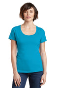 District Made Ladies Perfect Weight Scoop Tee. DM106L-T-shirts-Bright Turquoise-4XL-JadeMoghul Inc.