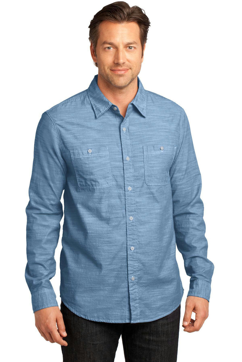 District Made - Men's Long Sleeve Washed Woven Shirt. DM3800-Woven Shirts-Light Blue-S-JadeMoghul Inc.