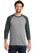 District Made Men's Perfect Tri 3/4-Sleeve Raglan. DM136-T-shirts-Black Frost/ Grey Frost-3XL-JadeMoghul Inc.