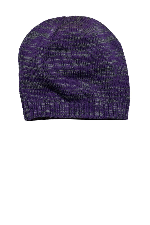District - Spaced-Dyed Beanie DT620-Caps-Purple/ Charcoal-OSFA-JadeMoghul Inc.