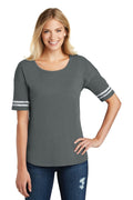 District Women's Scorecard Tee. DT487-T-Shirts-Heathered Charcoal/ White-XS-JadeMoghul Inc.