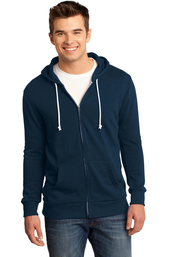 District - Young Mens Core Fleece Full-Zip Hoodie DT190-Sweatshirts/fleece-New Navy-L-JadeMoghul Inc.
