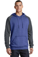 District Young Men's Lightweight Fleece Raglan Hoodie. DT196-Sweatshirts/Fleece-Heathered Deep Royal/ Heathered Charcoal-4XL-JadeMoghul Inc.