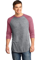 District - Young Mens Microburn 3/4-Sleeve Raglan Tee. DT162-T-shirts-Sangria/ Heathered Nickel-3XL-JadeMoghul Inc.