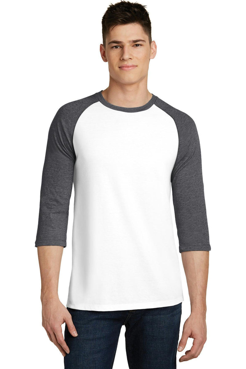 District Young Men's Very Important Tee 3/4-Sleeve Raglan. DT6210-T-shirts-Heathered Charcoal/ White-4XL-JadeMoghul Inc.