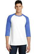 District Young Men's Very Important Tee 3/4-Sleeve Raglan. DT6210-T-shirts-Royal Frost/ White-4XL-JadeMoghul Inc.