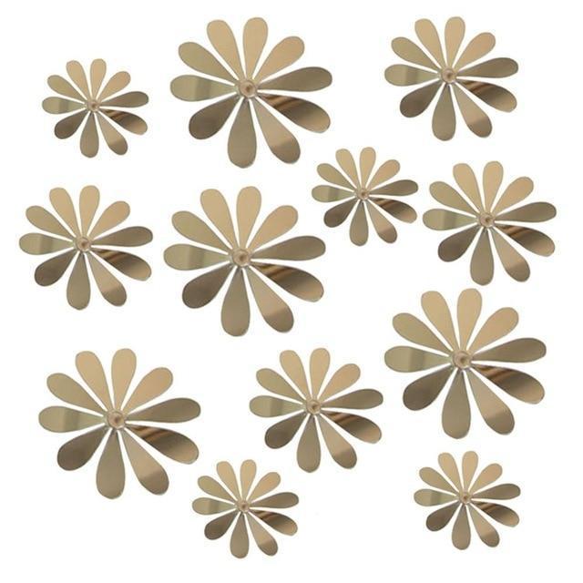 DIY Circles Wall Mirror Stickers Vinyl Art Mural Wall Sticker Room Decoration Sofa TV Background Home Wall Decor Dropshipping-12 Pcs 3D Flowers-JadeMoghul Inc.