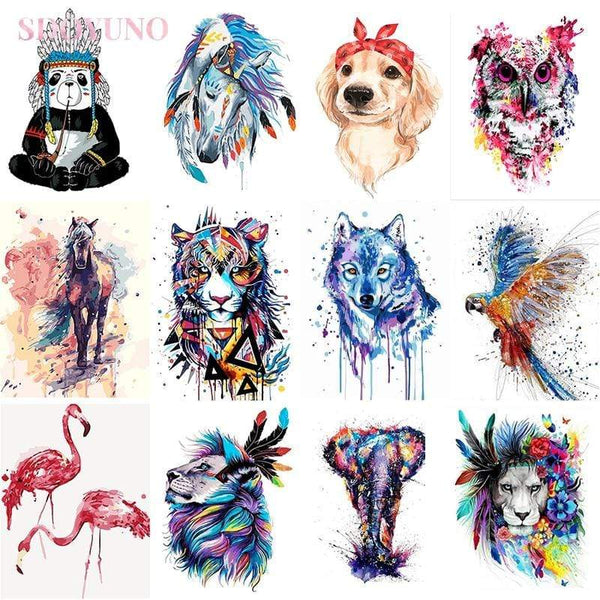 diy oil colorful animals painting by numbers with frame for adults acrylic paint kits pictures by numbers for bedroom wall paint AExp