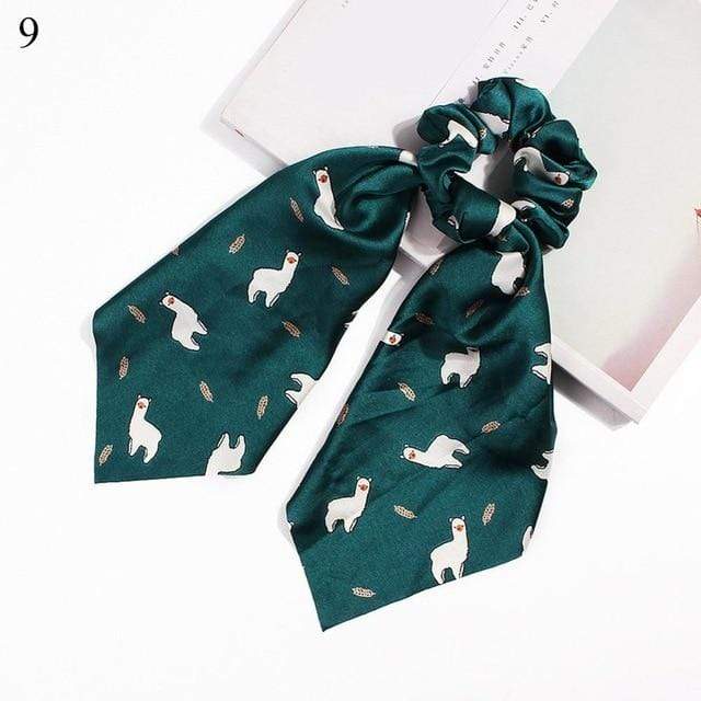 DIY Solid/Floral Print Bow Satin Long Ribbon Ponytail Scarf Hair Tie Scrunchies Women Girls Elastic Hair Bands Hair Accessories AExp