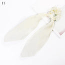 DIY Solid/Floral Print Bow Satin Long Ribbon Ponytail Scarf Hair Tie Scrunchies Women Girls Elastic Hair Bands Hair Accessories AExp