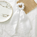 DIY Solid/Floral Print Bow Satin Long Ribbon Ponytail Scarf Hair Tie Scrunchies Women Girls Elastic Hair Bands Hair Accessories AExp