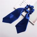 DIY Solid/Floral Print Bow Satin Long Ribbon Ponytail Scarf Hair Tie Scrunchies Women Girls Elastic Hair Bands Hair Accessories AExp