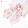 DIY Solid/Floral Print Bow Satin Long Ribbon Ponytail Scarf Hair Tie Scrunchies Women Girls Elastic Hair Bands Hair Accessories JadeMoghul Inc. 