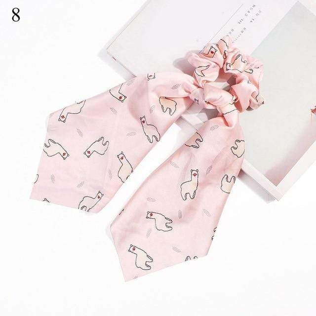 DIY Solid/Floral Print Bow Satin Long Ribbon Ponytail Scarf Hair Tie Scrunchies Women Girls Elastic Hair Bands Hair Accessories JadeMoghul Inc. 