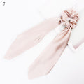 DIY Solid/Floral Print Bow Satin Long Ribbon Ponytail Scarf Hair Tie Scrunchies Women Girls Elastic Hair Bands Hair Accessories JadeMoghul Inc. 