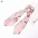 DIY Solid/Floral Print Bow Satin Long Ribbon Ponytail Scarf Hair Tie Scrunchies Women Girls Elastic Hair Bands Hair Accessories JadeMoghul Inc. 