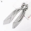 DIY Solid/Floral Print Bow Satin Long Ribbon Ponytail Scarf Hair Tie Scrunchies Women Girls Elastic Hair Bands Hair Accessories JadeMoghul Inc. 
