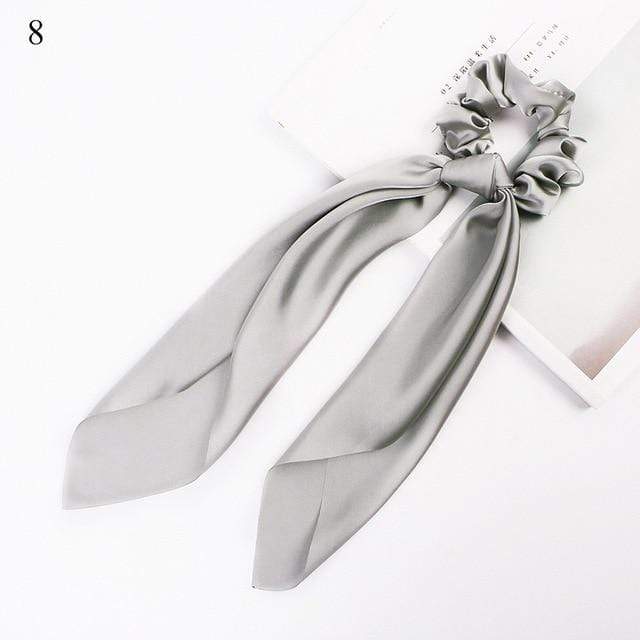 DIY Solid/Floral Print Bow Satin Long Ribbon Ponytail Scarf Hair Tie Scrunchies Women Girls Elastic Hair Bands Hair Accessories JadeMoghul Inc. 