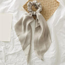 DIY Solid/Floral Print Bow Satin Long Ribbon Ponytail Scarf Hair Tie Scrunchies Women Girls Elastic Hair Bands Hair Accessories JadeMoghul Inc. 