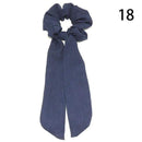 DIY Solid/Floral Print Bow Satin Long Ribbon Ponytail Scarf Hair Tie Scrunchies Women Girls Elastic Hair Bands Hair Accessories JadeMoghul Inc. 