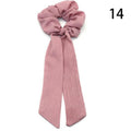 DIY Solid/Floral Print Bow Satin Long Ribbon Ponytail Scarf Hair Tie Scrunchies Women Girls Elastic Hair Bands Hair Accessories JadeMoghul Inc. 