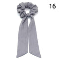 DIY Solid/Floral Print Bow Satin Long Ribbon Ponytail Scarf Hair Tie Scrunchies Women Girls Elastic Hair Bands Hair Accessories JadeMoghul Inc. 