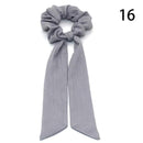 DIY Solid/Floral Print Bow Satin Long Ribbon Ponytail Scarf Hair Tie Scrunchies Women Girls Elastic Hair Bands Hair Accessories JadeMoghul Inc. 