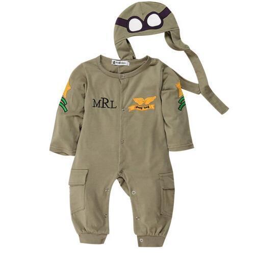 DLY017 retail 2017 new style baby rompers kids 1 pcs hoodies pilot design jumpsuits cotton infant rompers free shipping-as picture-24M-JadeMoghul Inc.