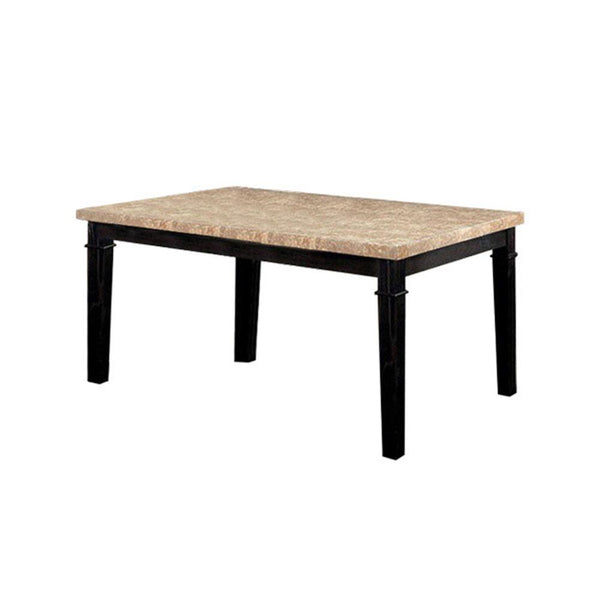 Dodson I Marble Top Transitional Dining Table, Black Finish-Dining Tables-Black-Wood-JadeMoghul Inc.