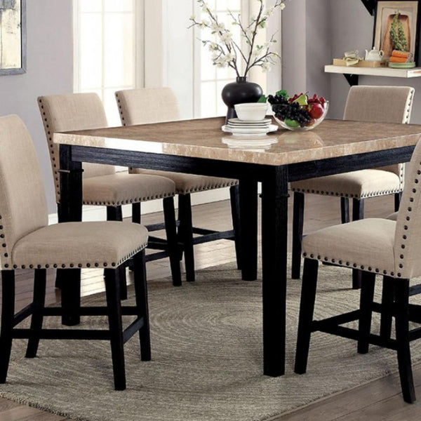 Dodson II Black Contemporary Minimal Counter Height Table-Bar Stools & Tables-Black-Solid Wood/Wood Veneer-JadeMoghul Inc.