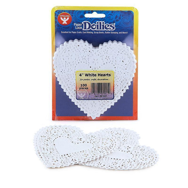 DOILIES 4 WHITE HEARTS 100/PK-Arts & Crafts-JadeMoghul Inc.