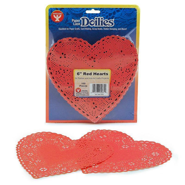 DOILIES 6 RED HEARTS 100/PK-Arts & Crafts-JadeMoghul Inc.