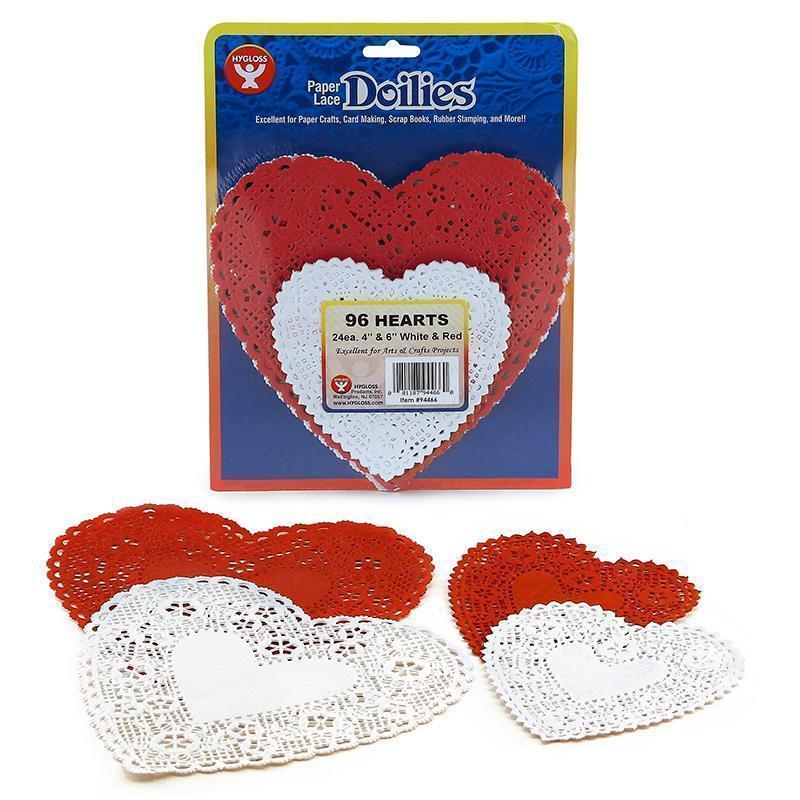 DOILIES WHITE & RED HEARTS 24 EACH-Arts & Crafts-JadeMoghul Inc.