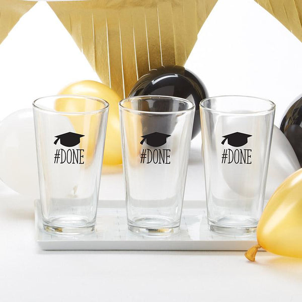 #Done Graduation Pint Glass 16 oz. (Set of 4)-Personalized Coasters-JadeMoghul Inc.