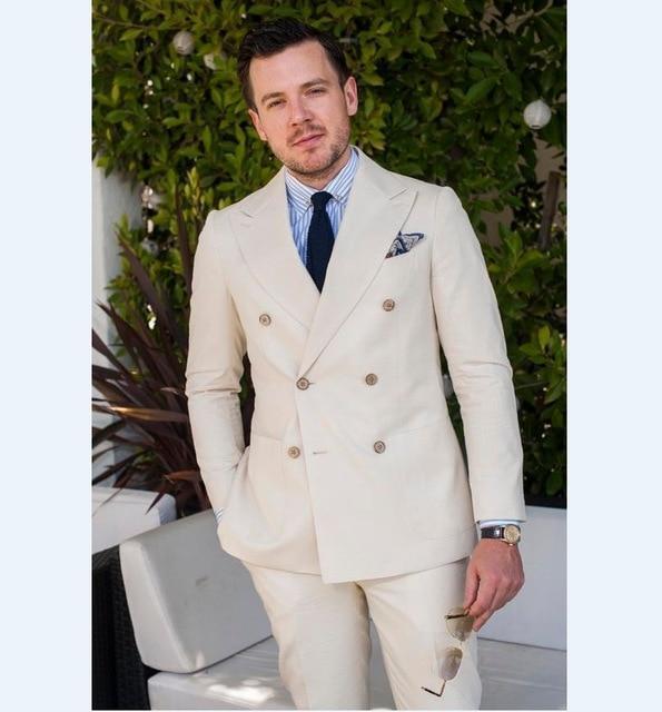Double Breasted Elegant Wedding Suit - Men's Designer Suits 2017 (Jacket, Pants & Tie)-Pink-S-JadeMoghul Inc.