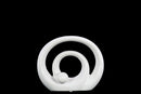 Double Circle Design Abstract Sculpture In Ceramic, Small, Glossy White-Sculptures-White-Ceramic-JadeMoghul Inc.