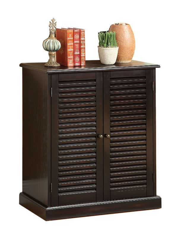 Double Door Solid Wood Shoe Cabinet with Blocked Panel Feet, Espresso Brown-Cabinet and Storage chests-Brown-Solid Wood Wood Veneer Metal-Espresso-JadeMoghul Inc.