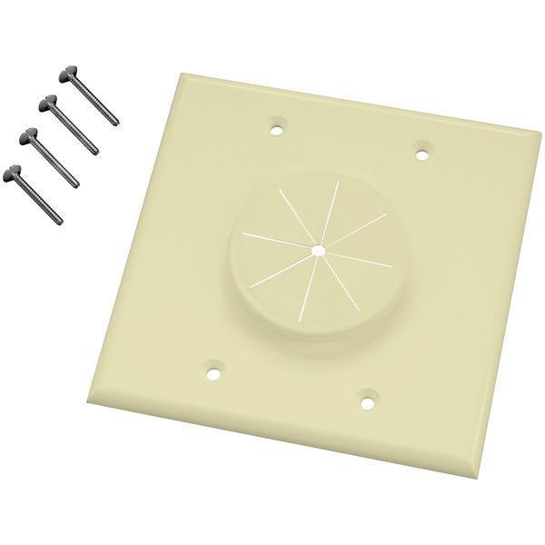 Double-Gang Wireport(TM) Wall Plate with Grommet (Almond)-Cables, Connectors & Accessories-JadeMoghul Inc.