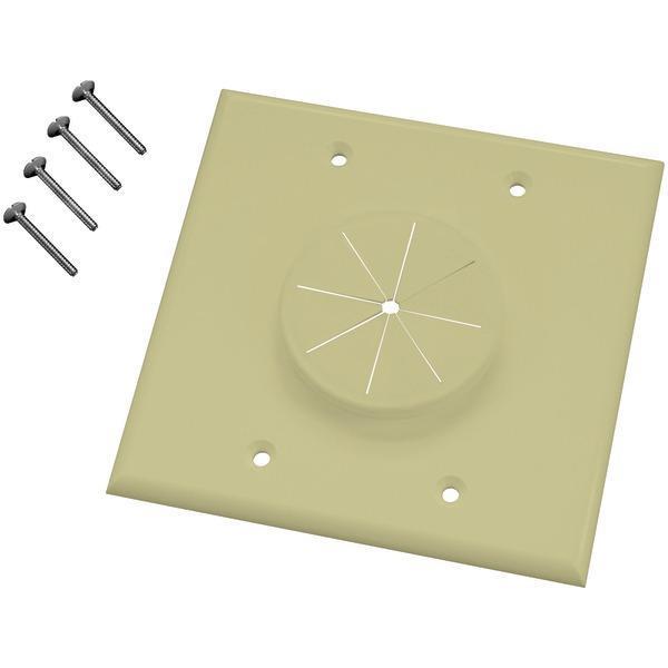 Double-Gang Wireport(TM) Wall Plate with Grommet (Ivory)-Cables, Connectors & Accessories-JadeMoghul Inc.