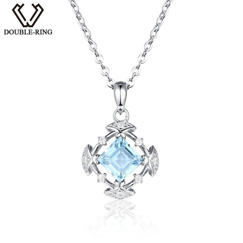 DOUBLE-R Genuine Natural Blue Topaz Pendants 925 Sterling Silver jewelry Necklaces Pendants for Women Fine Jewelry-Amethyst-JadeMoghul Inc.