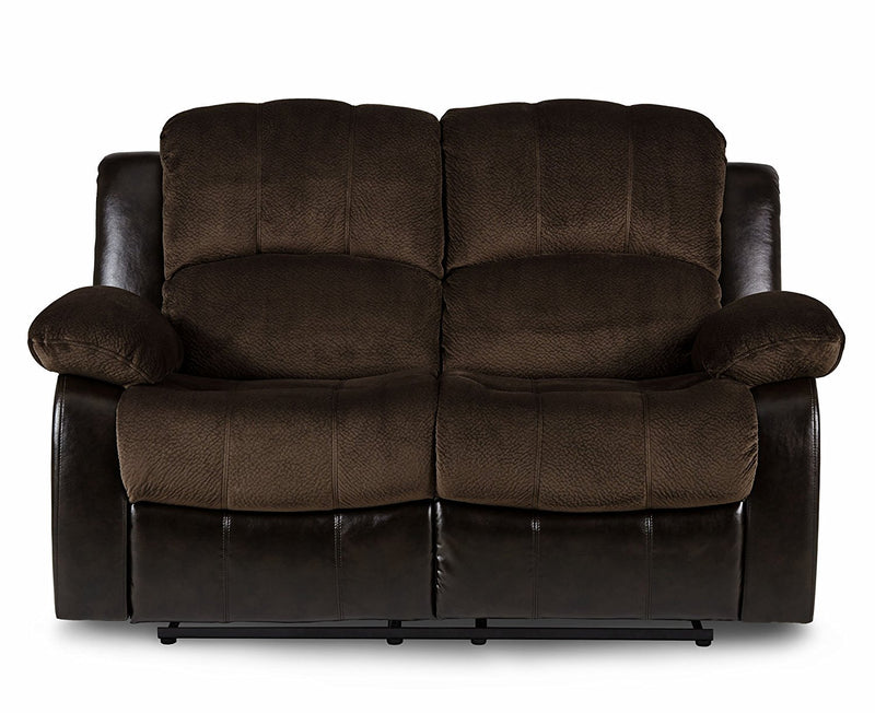 Double Reclining Loveseat In Textured Microfiber Upholstery, Dark Brown-Living Room Furniture-Dark Brown-Leather Microfiber Metal-JadeMoghul Inc.