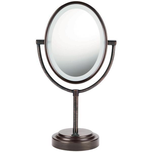Double-Sided Lighted Mirror (Oiled Bronze)-Personal Care-JadeMoghul Inc.
