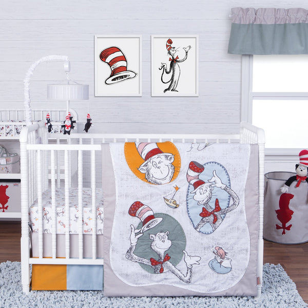 Dr. Seuss Classic Cat in the Hat 3 Piece Crib Bedding Set-S-CHAT-JadeMoghul Inc.