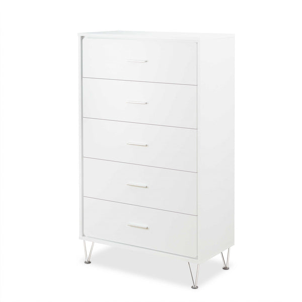 Drawers Chest of Drawers - 32" X 16" X 52" White Particle Board Chest HomeRoots