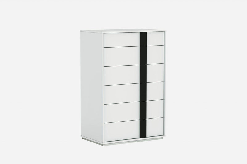 Drawers White Chest of Drawers - 31" X 19" X 47" Gloss White Stainless Steel Drawer Chest HomeRoots