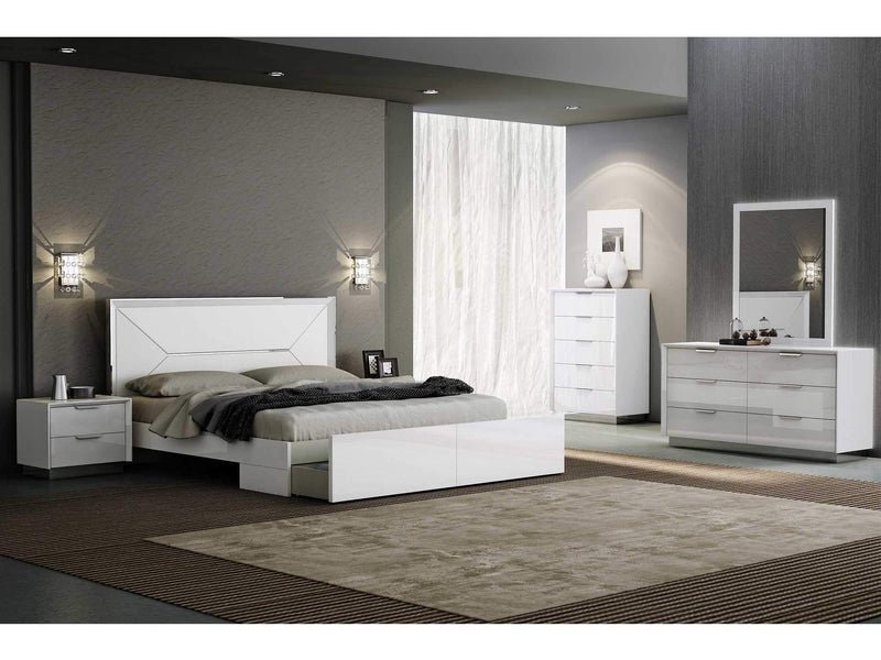 Drawers White Chest of Drawers - 33" X 19" X 49" Gloss White Stainless Steel Drawer Chest HomeRoots