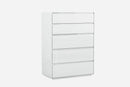 Drawers White Chest of Drawers - 36" X 19" X 48" Gloss White Stainless Steel Drawer Chest HomeRoots