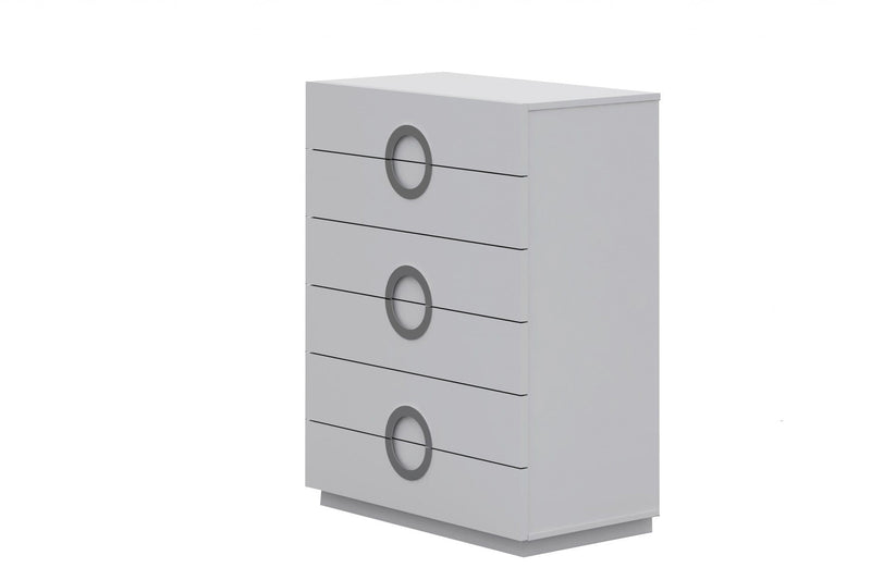 Drawers White Chest of Drawers - 36" X 20" X 48" Gloss White Stainless Steel 6 Drawer Chest HomeRoots