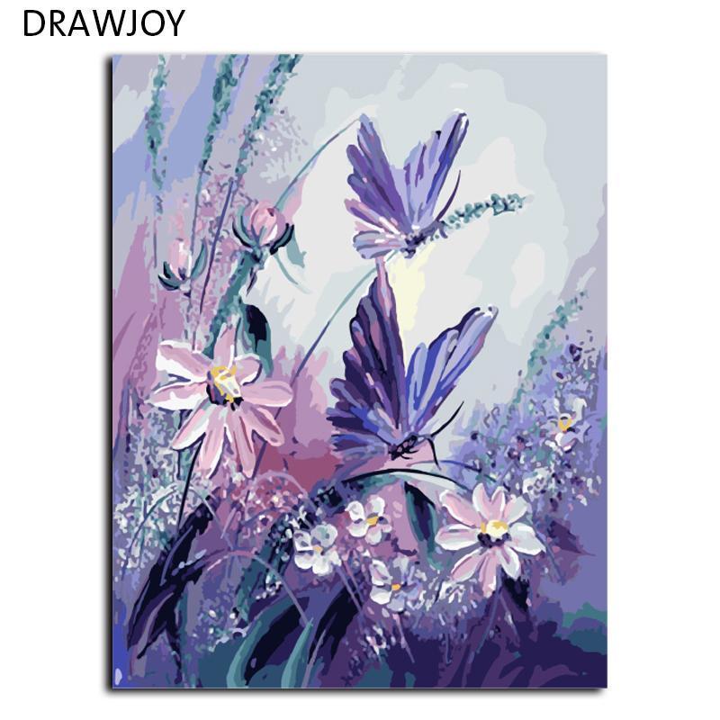 DRAWJOY Frameless Pictures Painting By Numbers Handpainted On Canvas DIY Oil Painting By Numbers 40*50cm Butterfly G406-no frame 40x50cm-G011-JadeMoghul Inc.
