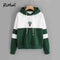 Drawstring Color Block Cactus Embroidered Hoodie-White Green-S-JadeMoghul Inc.